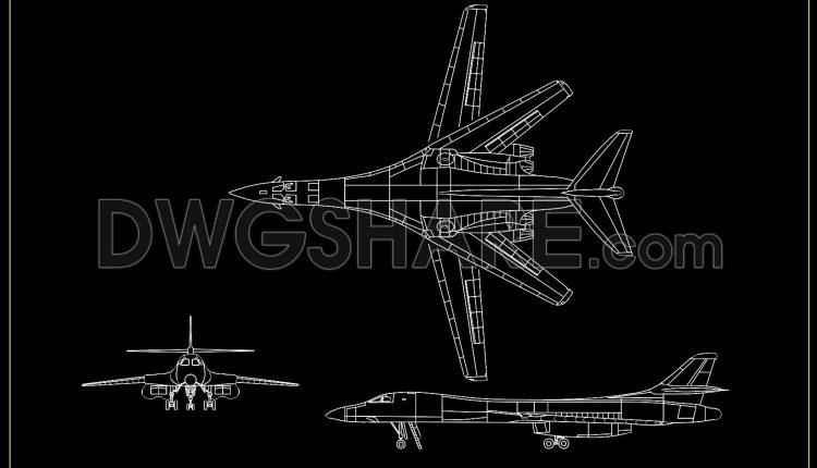 72.Autocad Drawings Of TOMCAT aircraft, side view, front view, plan view airforce aircraft For Download