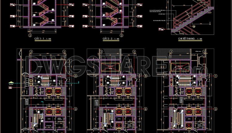 97.Detailed drawings of stairs in autocad file