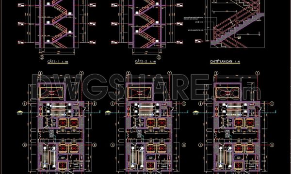 97.Detailed drawings of stairs in autocad file