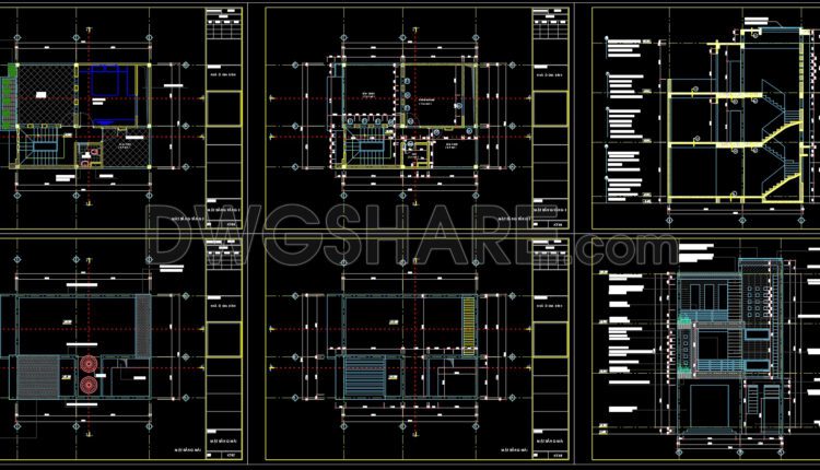 Autocad Drawings Of 3-Story Modern House 7m x9m For Download