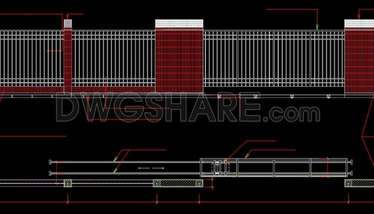 113.Fence DWG With Detailing For Free Download