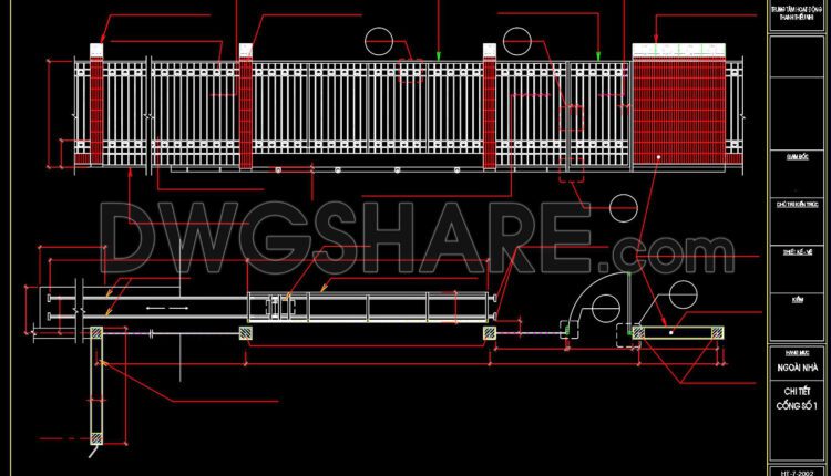 116.Gate and Fence DWG With Detailing For Free Download
