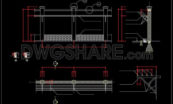 117.Fence DWG With Detailing For Free Download