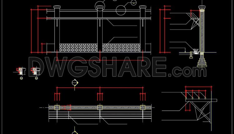 117.Fence DWG With Detailing For Free Download