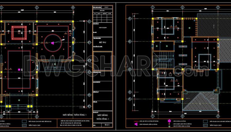 130.Autocad House Plan Free DWG Drawing Download 11.8m x 14.2m