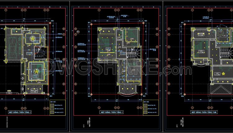 132.Autocad House Plan Free DWG Drawing Download 11.6m x 16m