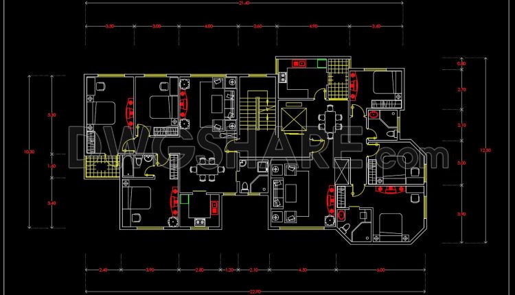 134.Apartment Plan AutoCAD File Free Download