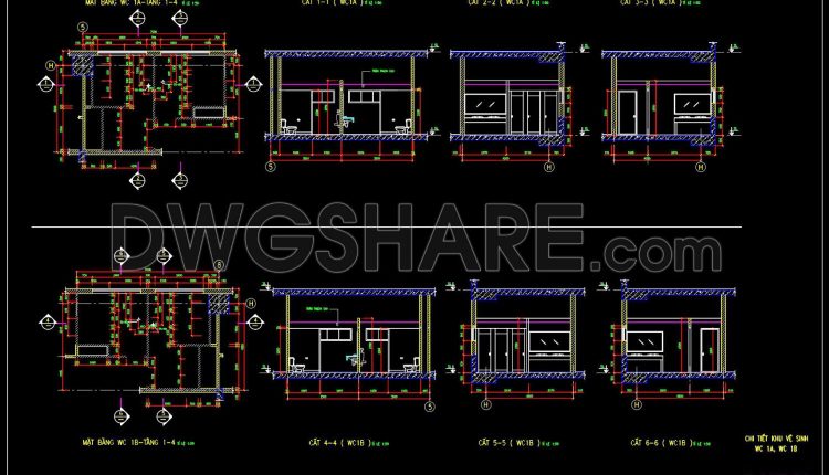 134.WC Layout Plan and elevations details AutoCAD drawing download