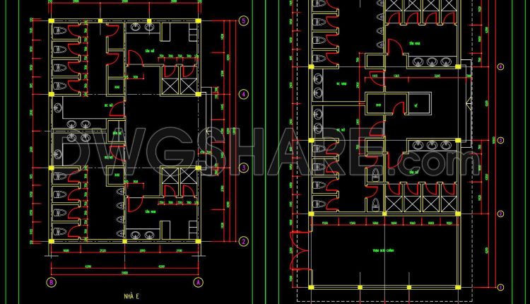 135.WC Layout Plan and elevations details AutoCAD drawing download