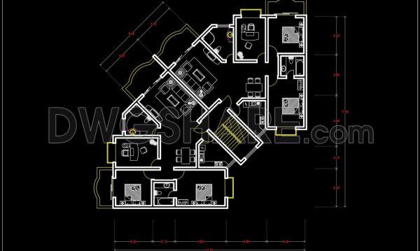 138.Apartment Plan AutoCAD File Free Download