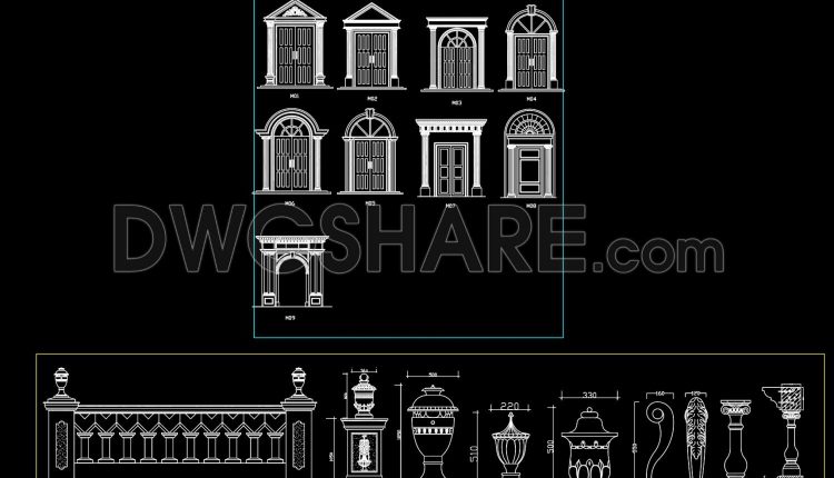 140.Arch Window CAD Blocks Elevation Design Free Download