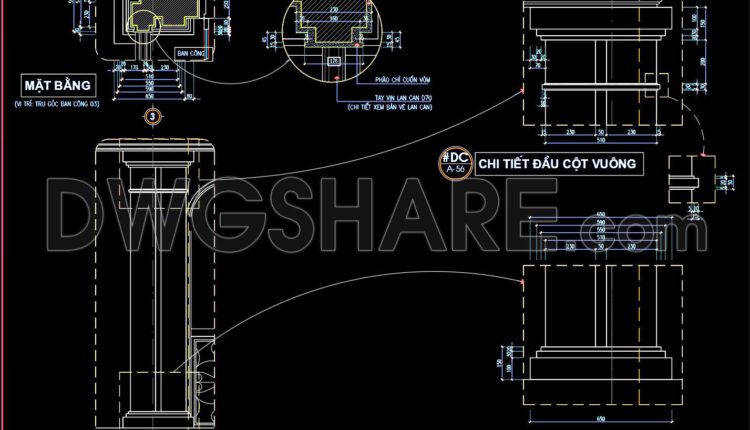 167.Autocad drawings of the detailed vertical face of a balcony available for download
