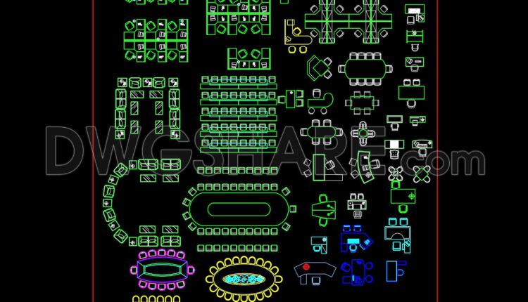 21.Office furniture plan view AutoCAD blocks free download