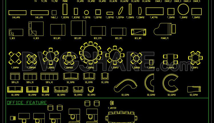 219.CAD Blocks Furniture for Kitchen and Dining room
