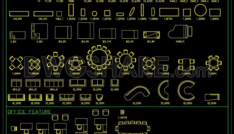 219.CAD Blocks Furniture for Kitchen and Dining room