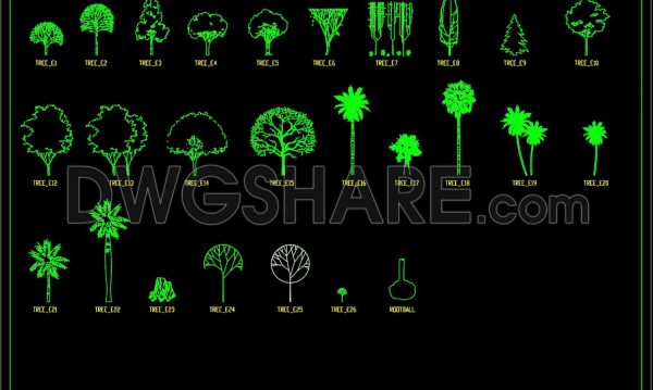 35.Trees AutoCAD blocks free download
