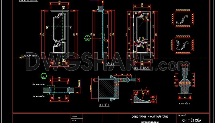 395.Detailed AutoCAD Drawings Of Door For Download