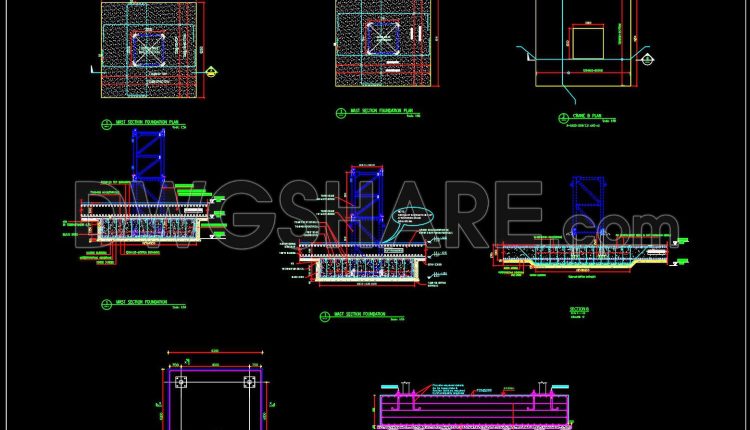 81.Autocad Drawings Of Tower Crane Foundation Details For Download