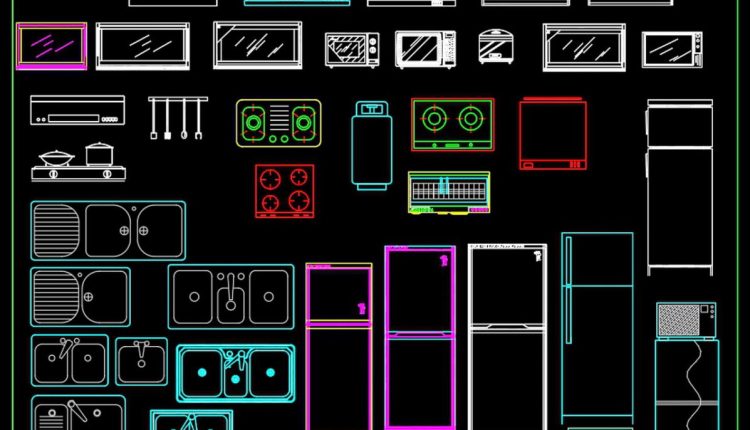 91.Gas cooker, Induction cooker AutoCAD blocks free download