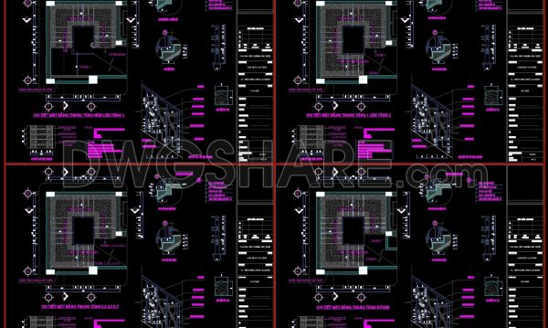 99.Detailed drawings of stairs in autocad file