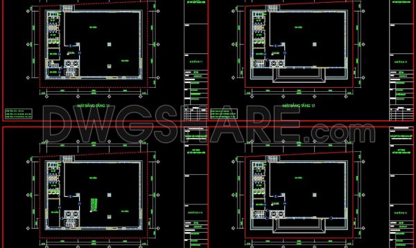 Autocad Drawings Of 13-Story Modern House 20.5m x 28.8m For Download