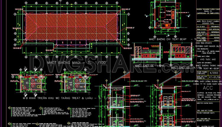 Autocad Drawings Of 2-Story Vocational school 11.9m x 35.5m For Download