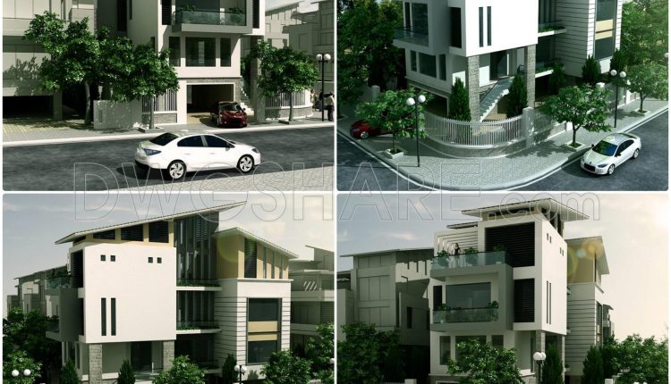 Autocad Drawings Of 4-story Modern House 10m X17.5m For Download (5)