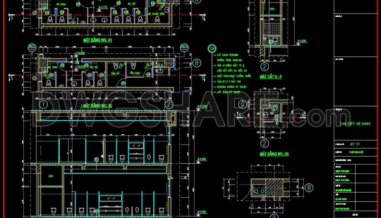 Autocad detailed design drawings of a 3-story shopping center with an area of 25m x 30m for download