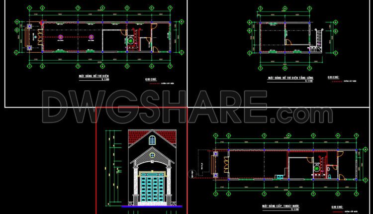 Drawings Of 2-Story House A Complete Project 5mx22.9m For Download