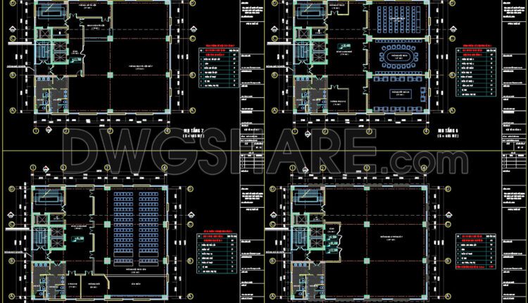 The Autocad drawings of a 15-story office building design with an area of 19.6m x 23.7m