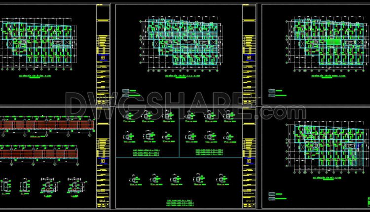 The Autocad drawings of a 5-story hotel design with an area of 15m x 28m