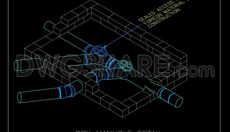 100.Autocad Drawing Of Dry Manhole Detail Isometric For Download