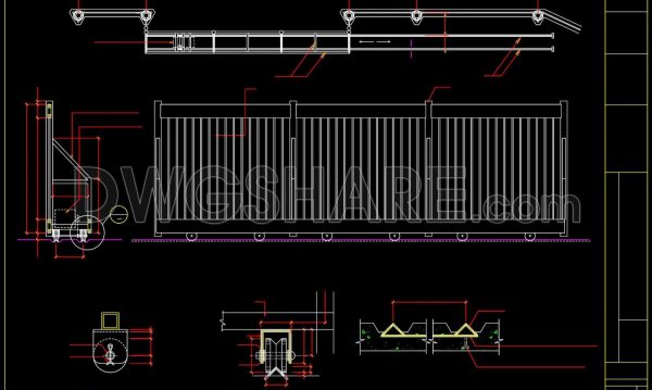 119.Gate and Fence DWG With Detailing For Free Download