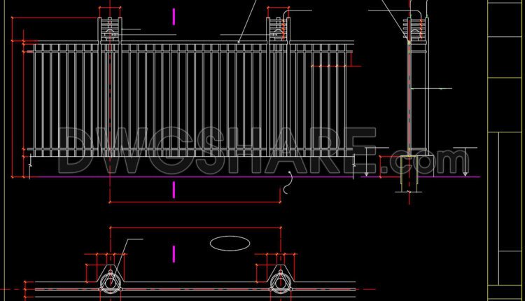 119.Gate and Fence DWG With Detailing For Free Download