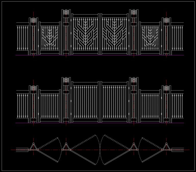 120.Gate and Fence DWG With Detailing For Free Download