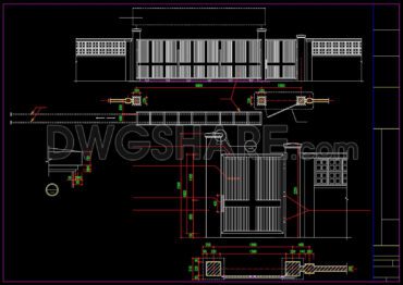 121.Gate and Fence DWG With Detailing For Free Download