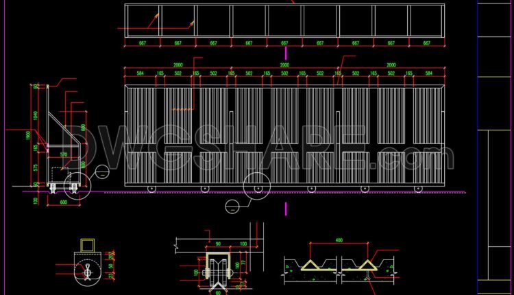 121.Gate and Fence DWG With Detailing For Free Download