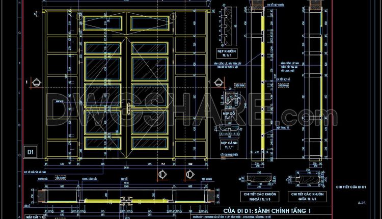 407.Detailed AutoCAD Drawings Of Door For Download