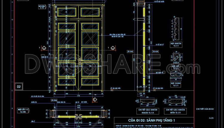 408.Detailed AutoCAD Drawings Of Door For Download