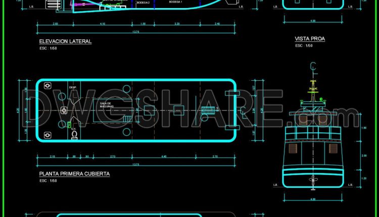 77.Autocad Drawing Of Tugboat For Download