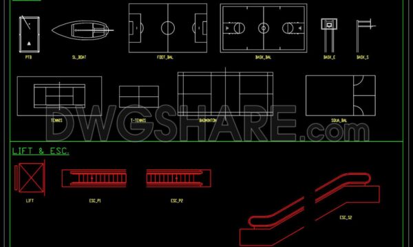 3 years ago
                

                
             3,5068.Autocad Drawing Of Football field, basketball court, tennis court, pool table For Download