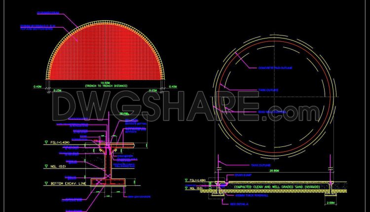85.Autocad Drawings Of Tank Foundation Reinforcement Details For Download