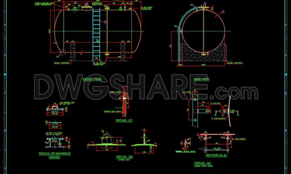 88.Autocad Drawing Of Acid Storage Tank Drawing Details For Download