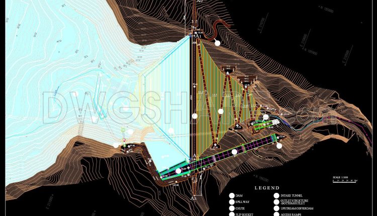 92.Autocad Drawing Of General Plan Of Reservoir Structure For Download
