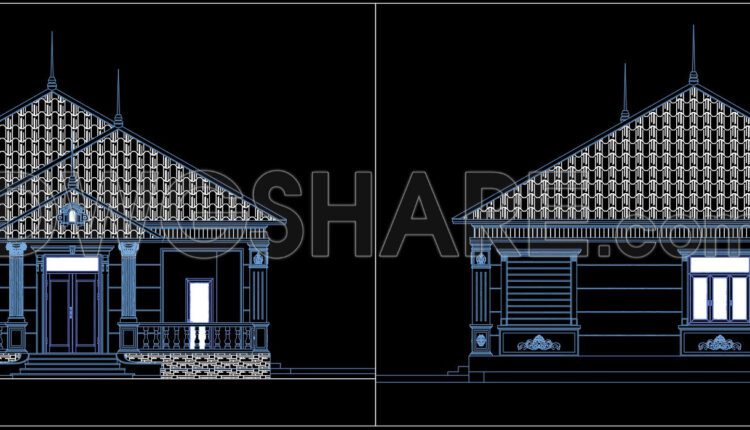 Drawings Of 1-Story House A Complete Project 17mx22.7m For Download