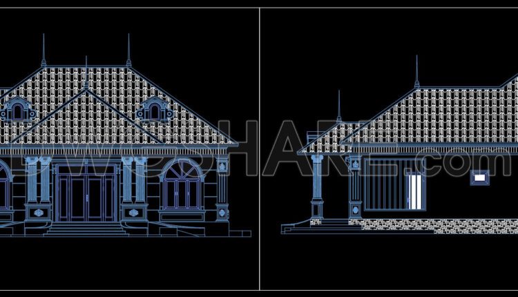 Drawings Of 1-Story House A Complete Project 17mx22.7m For Download