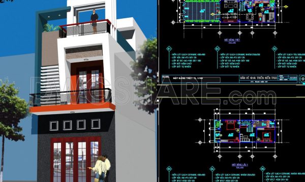 3 years ago 7532Drawings Of 2-Story House A Complete Project 5mx20m For Download