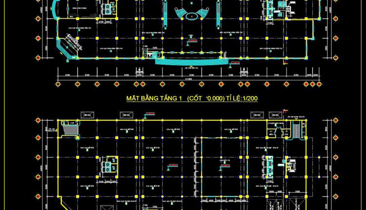 The Autocad drawings of a 15-story Apartment Building design with an area of 44.8m x 122.4m