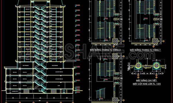 3 years ago
                

                
             7,098The Autocad drawings of a 15-story Apartment Building design with an area of 44.8m x 122.4m
