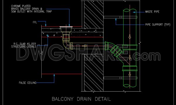 3 years ago
                

                
             5,603103. Autocad Drawing Of Balcony Drain Detail For Download
